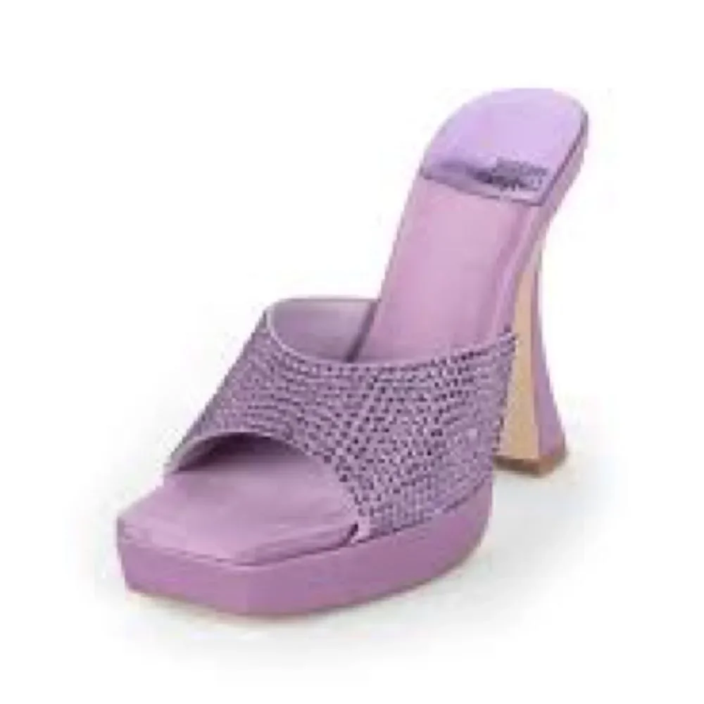 New JEFFREY CAMPBELL Hollywood Mulelavender - Lilac Satin $145